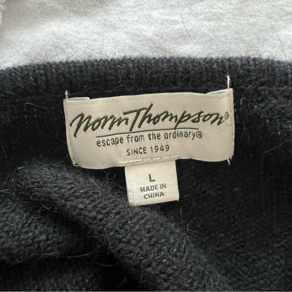 Vintage Norm Thompson Black Open Drape Front Angora Blend Cardigan Sz L Capsule - Picture 3 of 4